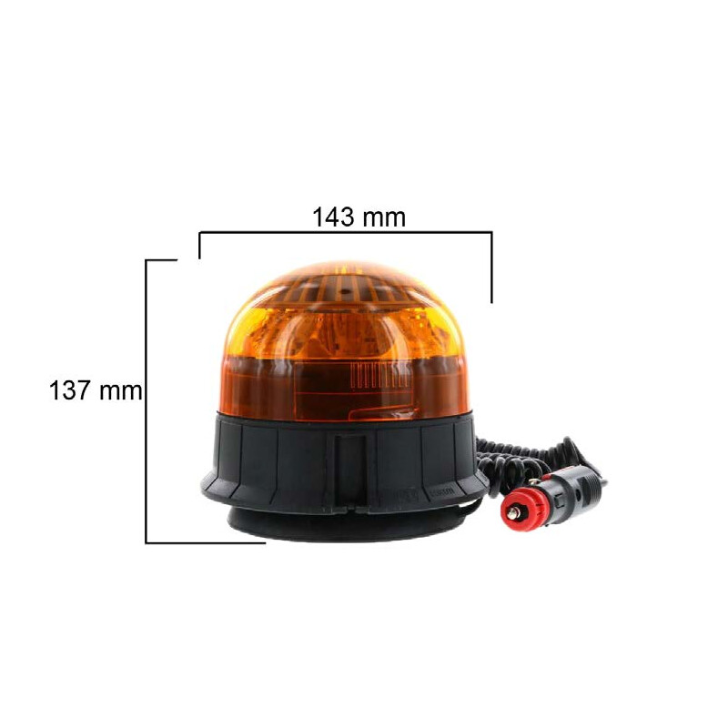 LED Kennleuchte - Serie Durable, gelb, gelbe Haube, 12-24 Volt, Magnetmontage mit Kabel und Zigarettenanzünderstecker