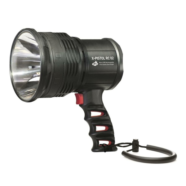 Suchscheinwerfer, Mactronic X-PISTOL RC 02, 600 lm, wiederaufladbar, Set (Akku, USB-Ladegerät, Handschlaufe), Box