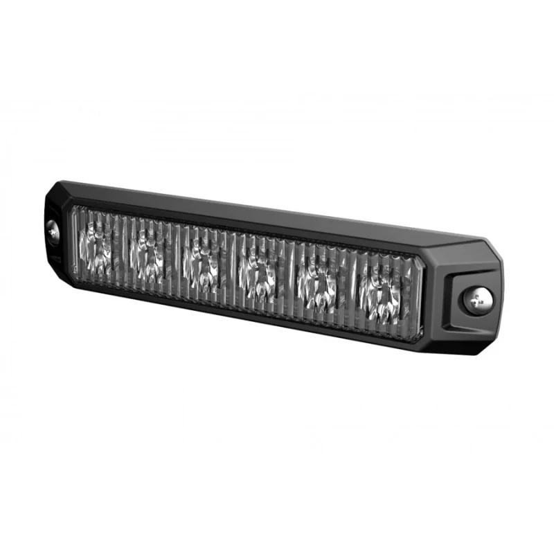 LED Warnblitzmodul - Serie ECOFLASH6, 12-24 Volt, Aufbaumontage, Warnfarbe gelb, Linsenfarbe klar/transparent, ECE-R65, ECE-R10