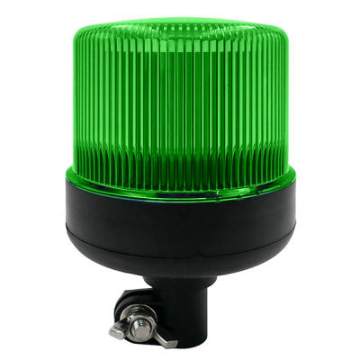 LED Rundumleuchte / LED Kennleuchte - Serie PROFLASH 1800 - DIN Rohr Aufsteckmontage, 12-24 Volt, ECE-R65  Klar/Transparent-Dual 2-Farbig blau/gelb umschaltbar