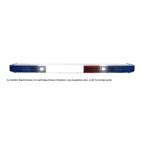 ZN Warnlichtbalken, ECO bestückt - 8 LED Module mit je 3 LEDs, 12-24 Volt, F.H.: Blau , F.L.: Blau , Länge: 80 cm