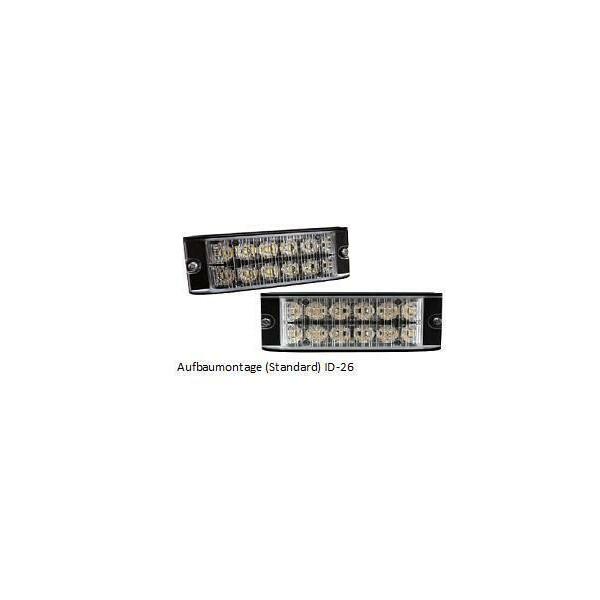 LED Blitzmodul - ID-26, LED Modul, F.L.: klar, LEDs: GELB, 12-24 Volt, Aufbau  - Frontblitzer-Heckblitzer