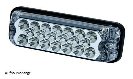 LED Blitzmodul - Serie 3800, LED Modul, F.L.: klar, LEDs: BLAU, 12-24 Volt, Aufbaumontage (ohne ECE-R65)  - Frontblitzer-Heckblitzer