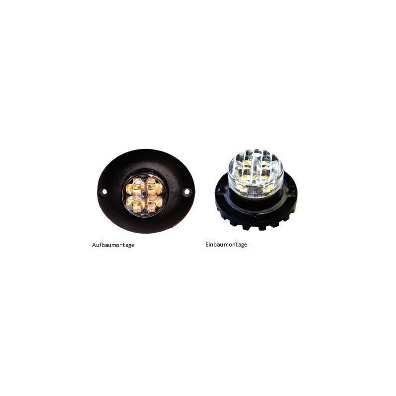 LED Blitzmodul - Serie 3750, LED Modul, F.L.: klar, LEDs: ROT, 10-30 Volt, Aufbaumontage & Einbaumontage KIT - Frontblitzer-Heckblitzer